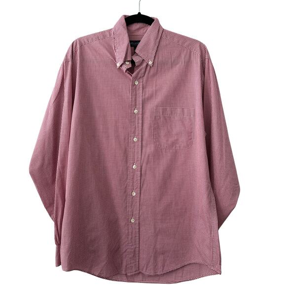 Brooks Brothers Mens Gingham Checkered Red Button Down Size M Cotton Classic - Picture 1 of 5